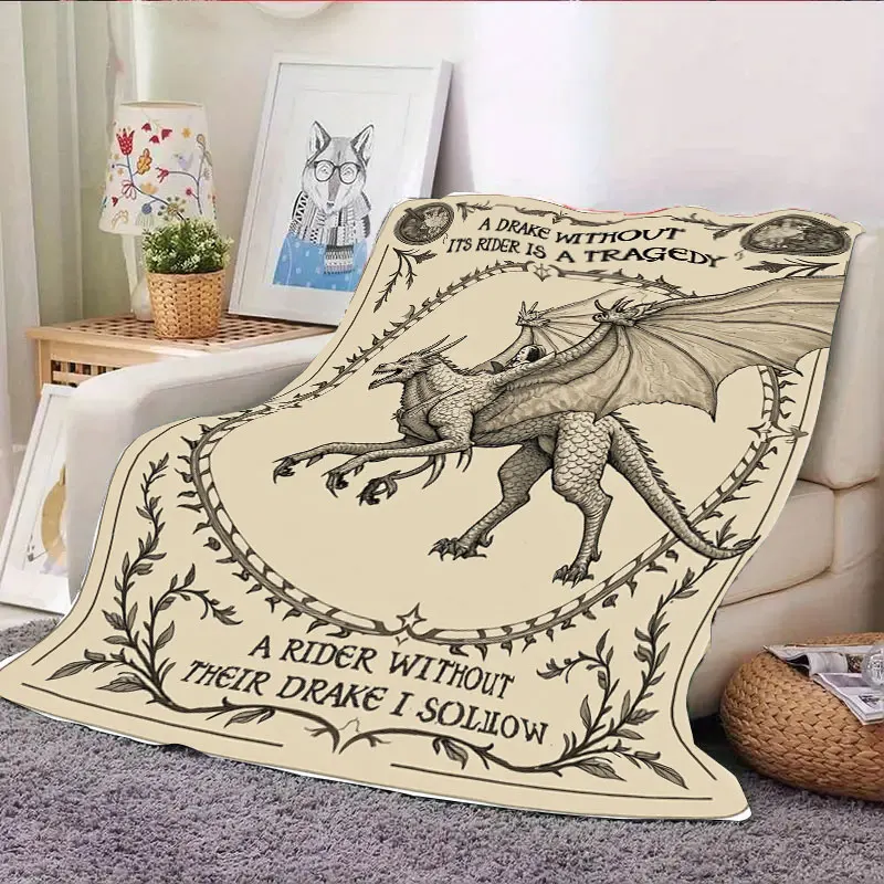Vintage Dragon Rider Flannel Blanket for Cozy Nights
