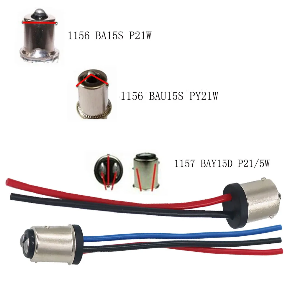 2pcs BAY15S 1156 BAY15D 1157 Male Adapter Wiring Harness For Tail Lamp Headlight Signal Retrofit