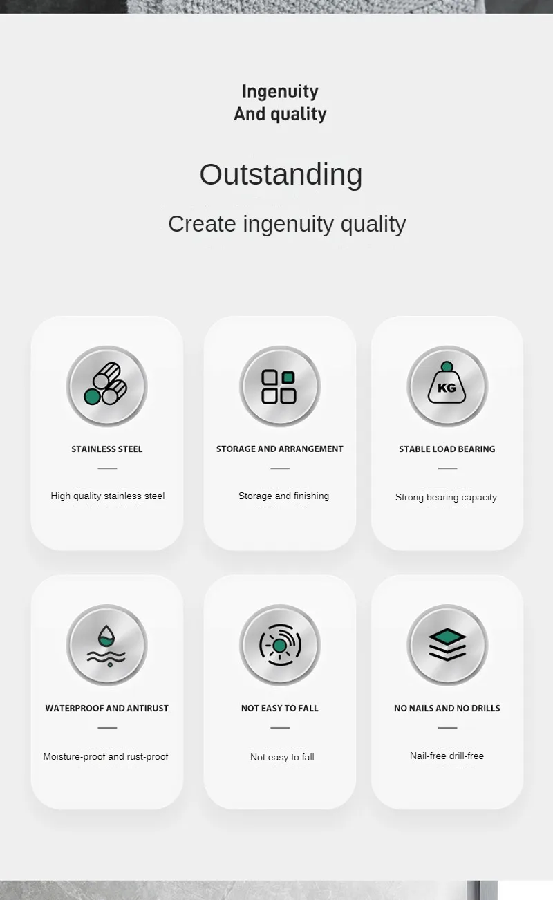 Description Picture 6 of itemTowel Holder Bathroom Wall Mounted Ring For Towels Kitchen Accessories Stainless Steel Rack Punch Free Household Organizer Rail