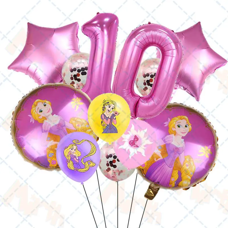 thumbnail image 1 of Globo enredado para fiesta de cumpleaños de niña, regalo, decoración del hogar, globo de látex rosa de Rapunzel de 12 pulgadas, decoración para baby shower y boda, 1 of 5