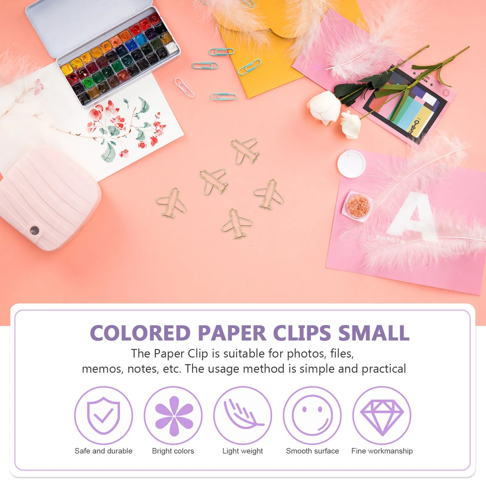 20Pcs 비행기 종이 클립 종이 용 금속 크리 에이 티브 미니 클립 사무실 학교 북마크 플래너 액세서리 귀여운 종이 클립