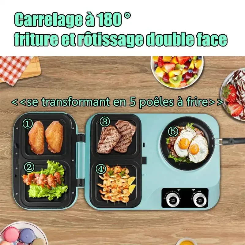800W 4 In 1 Breakfast Making Machine 1500W Electric Sandwich Maker Multifunction Bread Maker Non-stick Pizza Frying Pan Toaster 3
