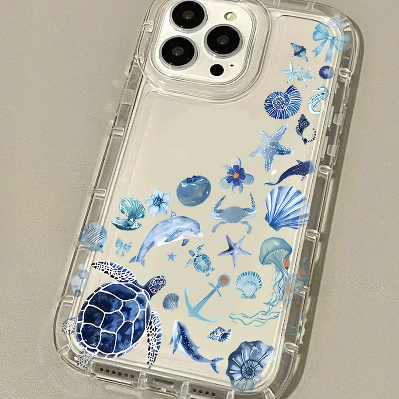 Luxury Blue Marine Organism Silicone Phone Case Cover