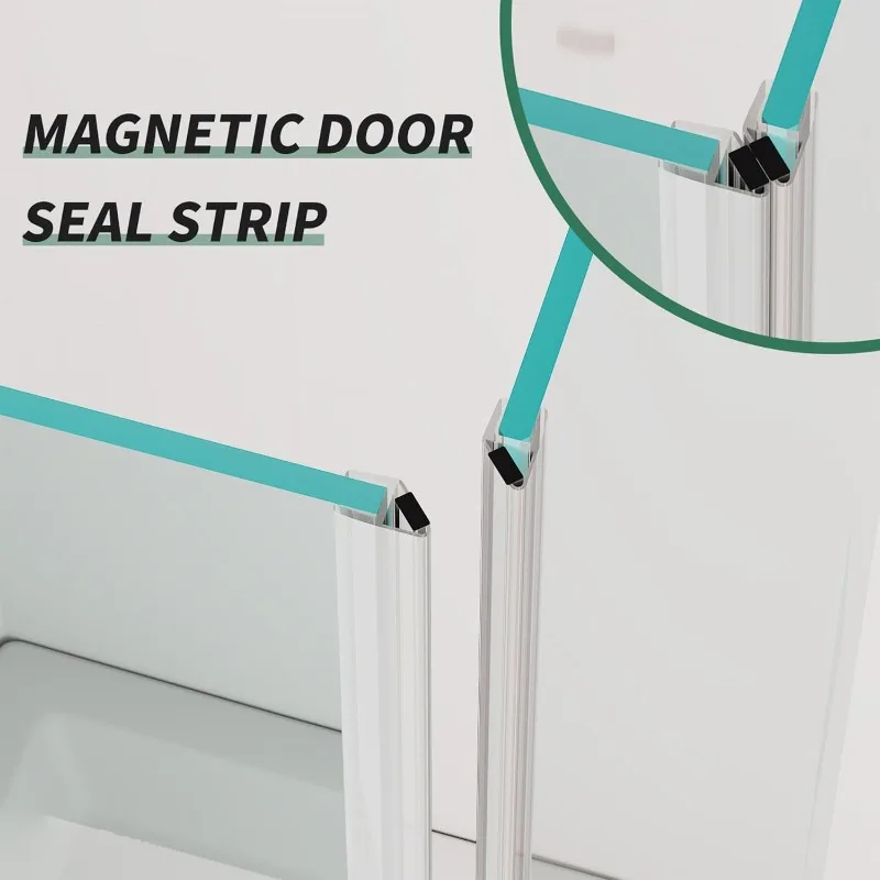 Corner Sliding Shower Enclosure 36" x 36" x 76", Clear Tempered Glass 1/4", Double Sliding Shower, Corner Shower Door 4
