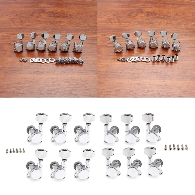 

Y1QE Guitar Locking Tuner 6 Right/6 Left 1:15 Lock String Guitar Tuning Keys Pegs Screws Guitar Machine Heads Replacement Set