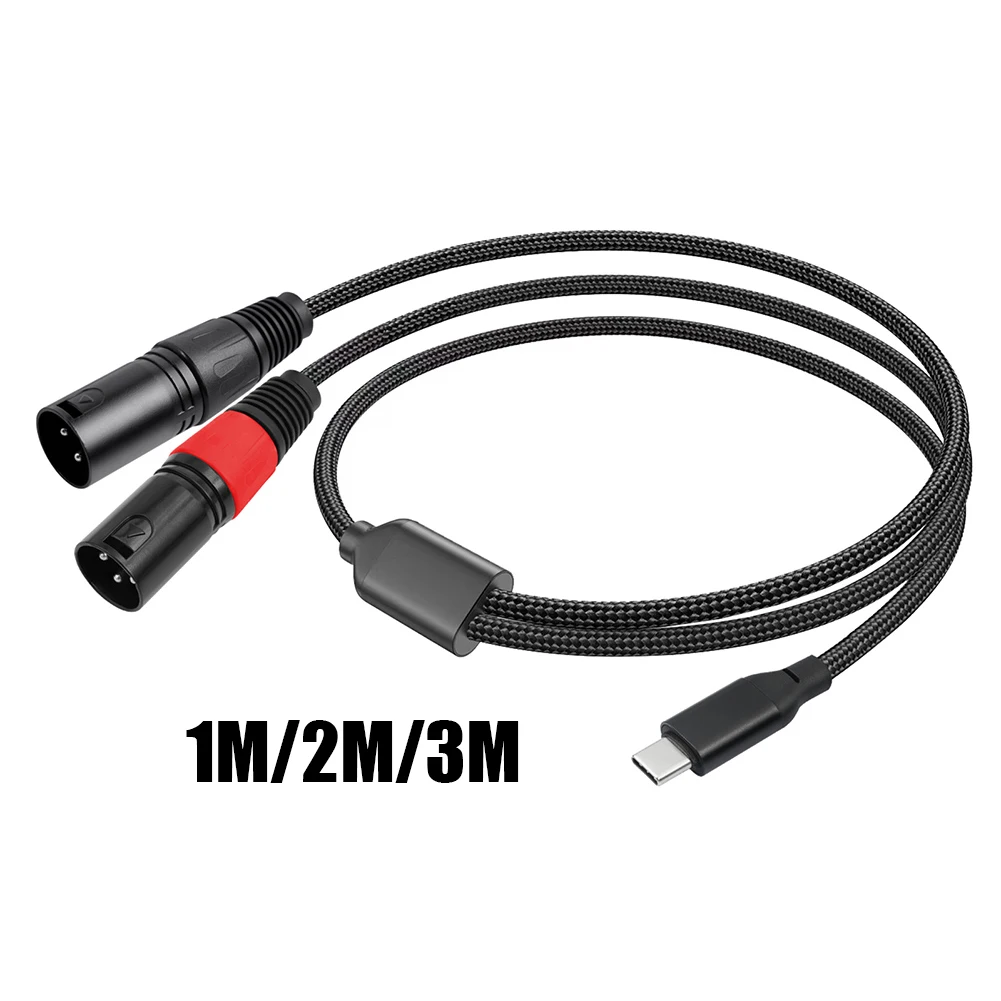 Premium Type C to Dual XLR Male Audio Cable with Built-in DAC Chipset