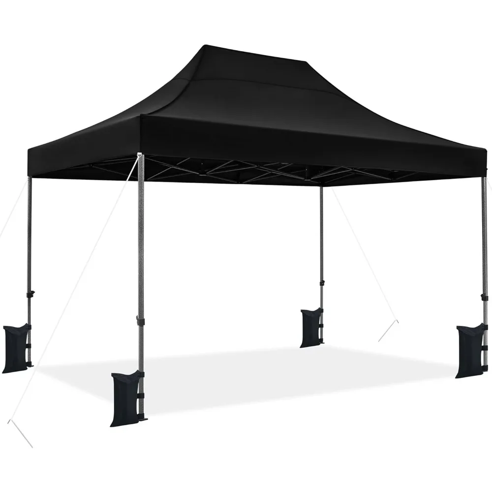 

Heavy Duty Pop Up Canopy Tent, 10x15 Commercial Instant Shelter Tent, Outdoor Adjustable Canopy with Wheeled Bag 4 Sandbags