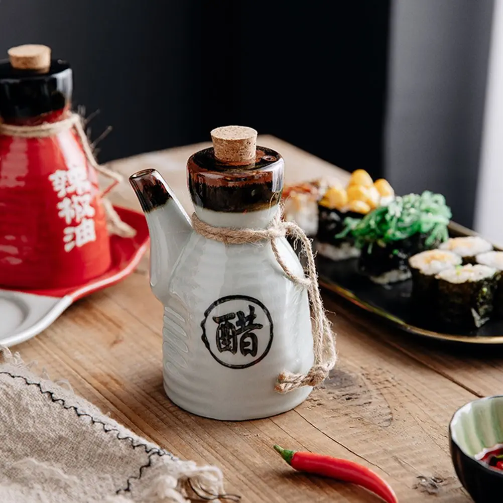 Ceramic Soy Sauce Bottle Honey Dispenser Mini Bottles Oil and Vinegar Kitchen Olive Spray Condiment Set