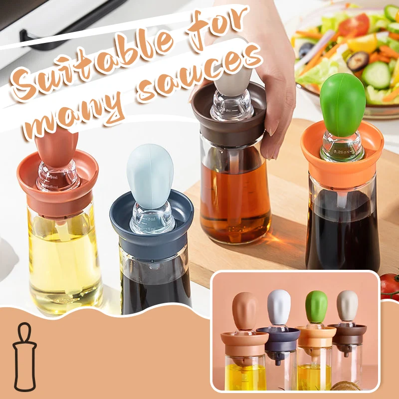 1/2/4Pcs BBQ Baking Glass Oil Bottle 180ml Silicone Ration Brush Grill Oil  Brushes For Cooking Baking BBQ Baking Tool Oil Brush