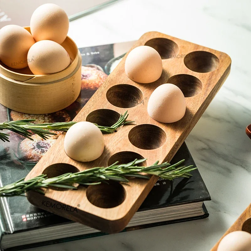 Wooden Egg Holder Shockproof Egg Grid Solid Wood Japanese Style Egg Tray Household Kitchen Tidying Egg Storage Box 3