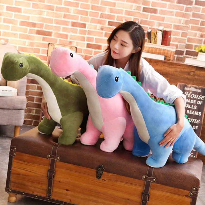 Stuffed Toy 50/80cm Cuddly Dinosaur Tanystropheus Plush Dino Blue/Green/Pink Girls Boys Xmas Gift Birthday