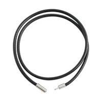 Cordon de collier noir cordon de collier en cuir tressé imperméable avec boucle d'insertion 634D 1