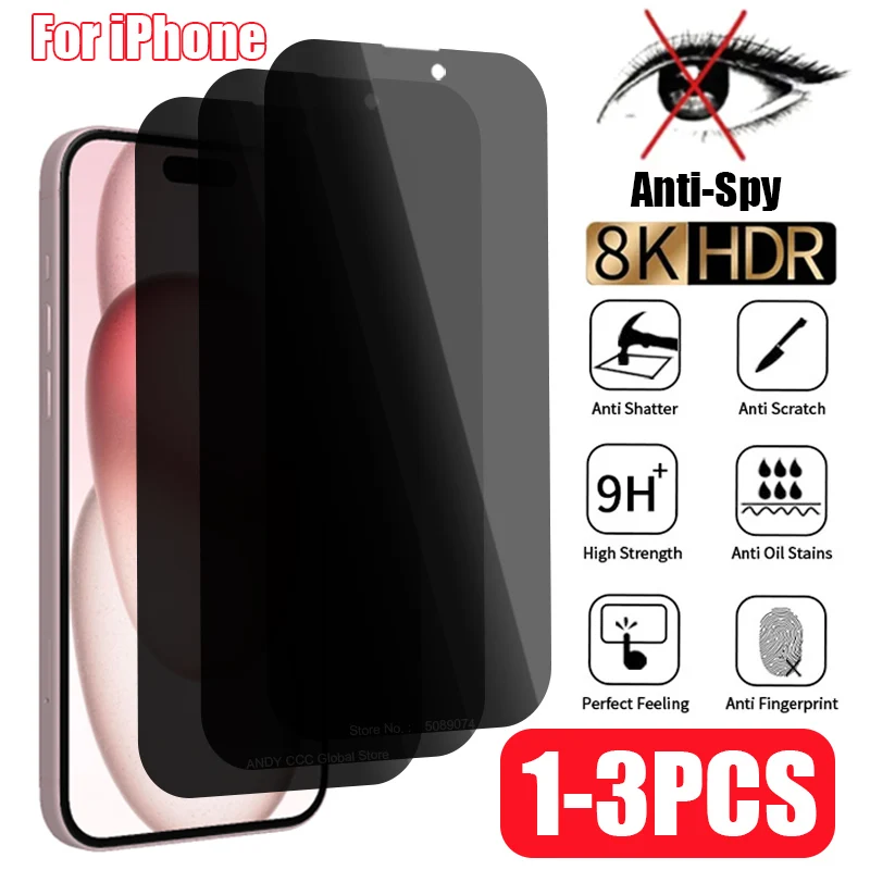 

1-3PCS Anti-Spy Glass For iPhone 15 14 13 11 12 Pro Max Mini SE 2020 2022 Privacy Screen Protector for iPhone 14 8 7Plus X XS XR