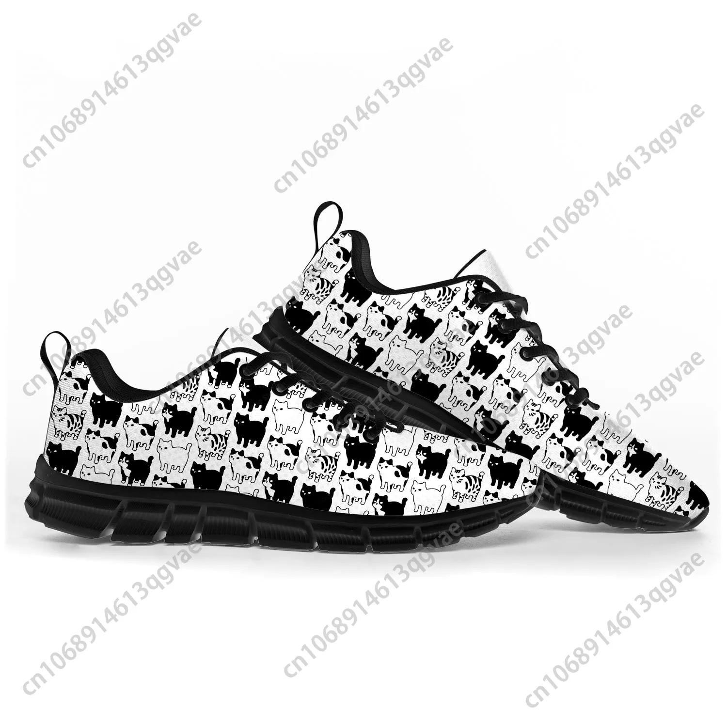 Cute Fat Cat Pet Cat Pop Sports Shoes Mens Womens Teenager Kids Children Sneakers Casual Custom High Quality Couple Shoes Black