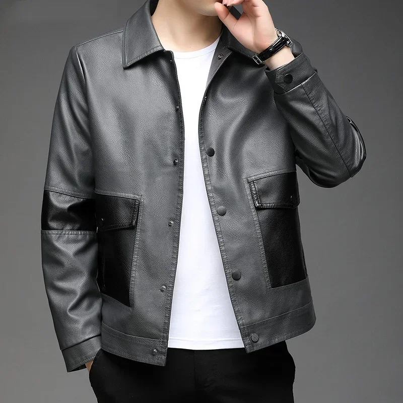 Top Grade New Brand Designer Streetwear Casual FashionClassic Biker Faux Pu Fashion Leather Jacket Men Coats Mens Clothing 2023