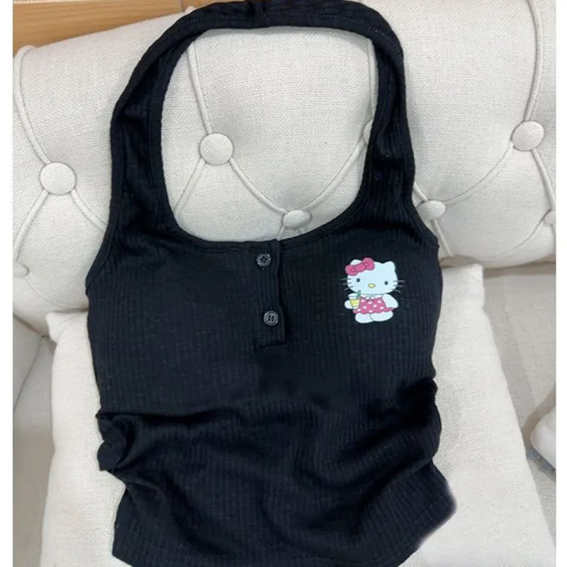 thumbnail image 1 of Sanrio Hello Kitty Y2K camisetas sin mangas azules y rosas para mujer, chaleco nuevo, Tops de estilo coreano con sujetador para chicas calientes, ropa interior tejida, Top 2023, 1 of 4