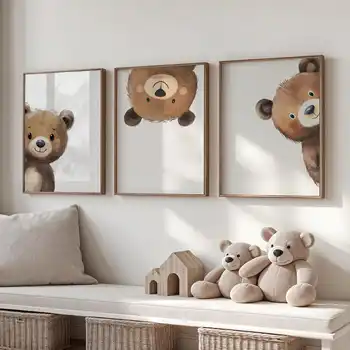 Peeking Bear Nursery Art 1