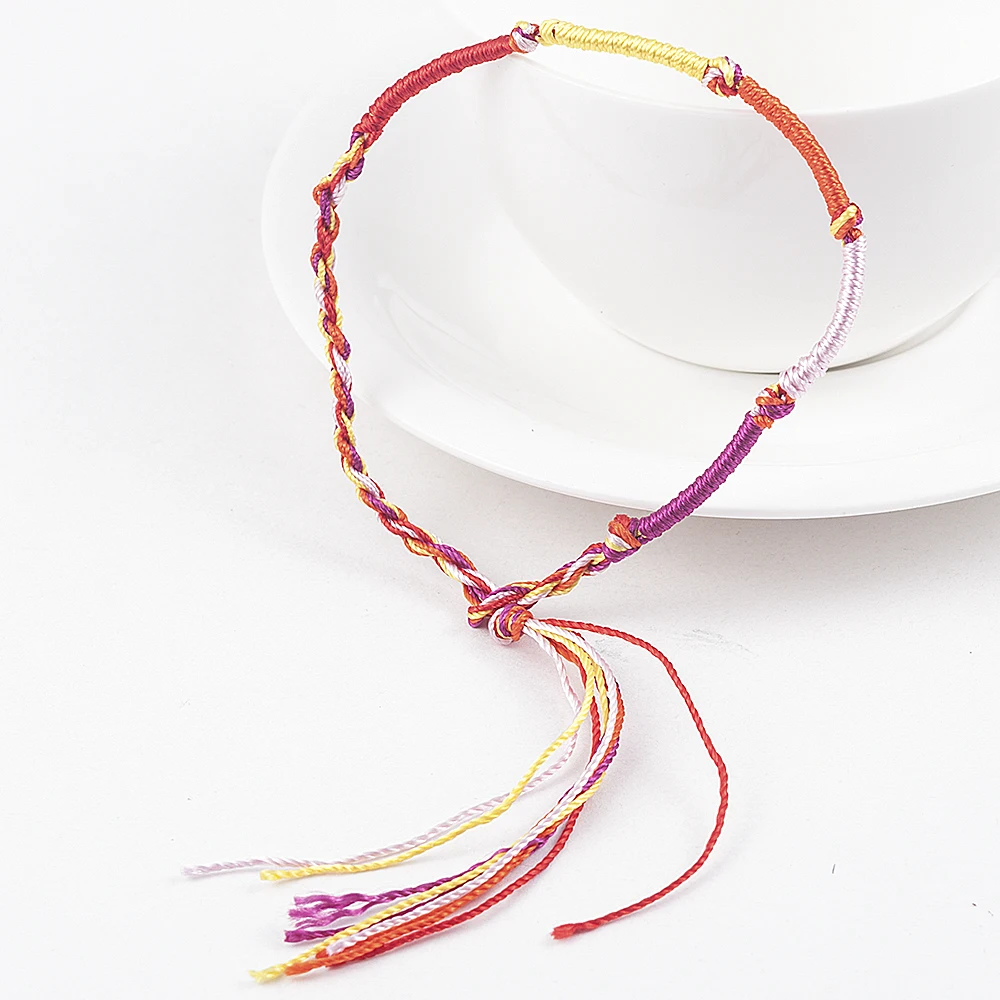 10 Pcs /Set Rainbow Color Mix Braid Friendship Bracelets for Women Jewelry Gift DIY Handmade Rope Bangles Random Color