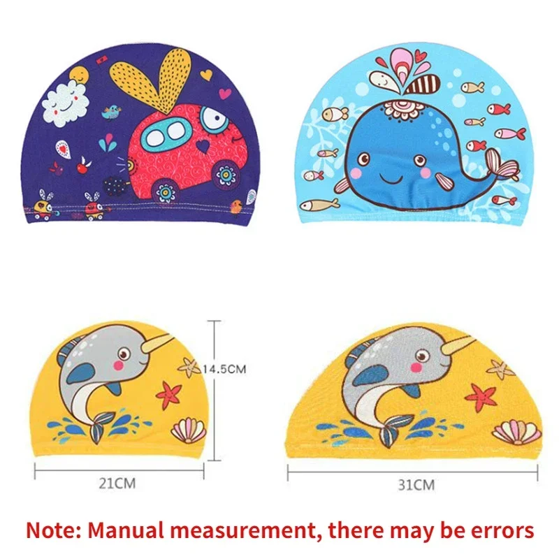 Elastic Fabric Cute Cartoon Swimming Cap for Children Long Hair Lovely Kids Protect Ears Swim Pool Hat for Boys Girls Swim Hat 3