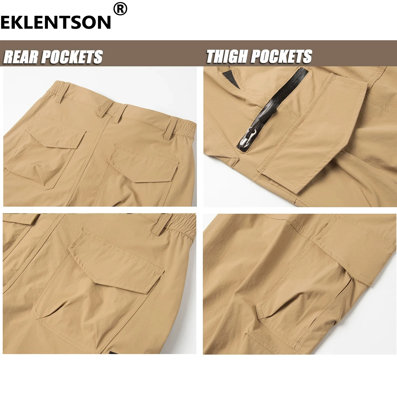 EKLENTSON Men'S Cargo Shorts Quick Dry Lightweight WaterProof 7 Pockets 3/4 Pants For Hiking Athletic Shorts Workout