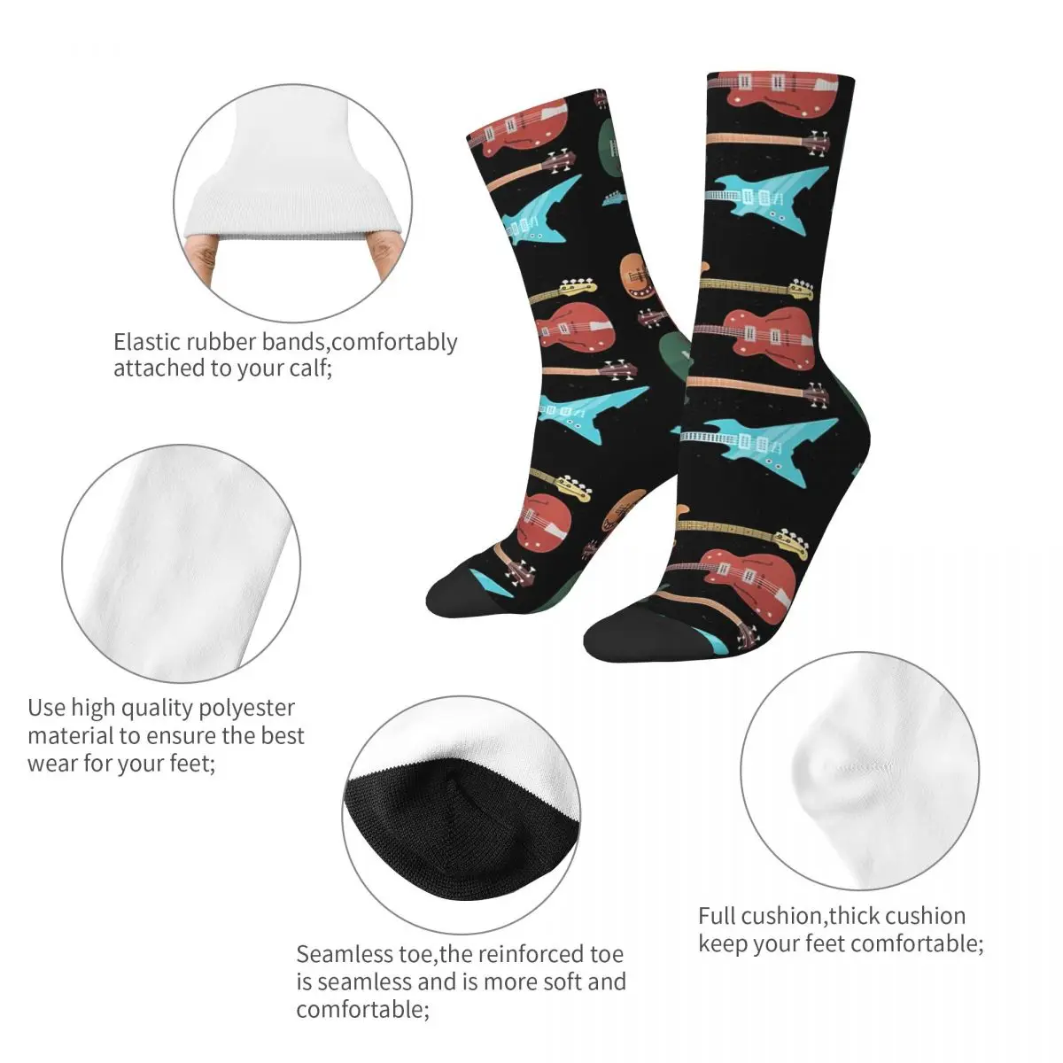 Retro Bass Guitar stockings Thickened thermal stockings Men's and women's stockings, For Unisex