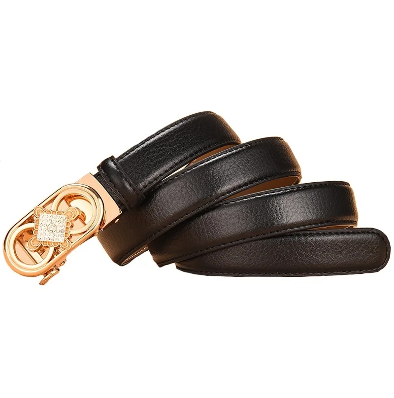 Pants Belt  Woman Genuine Leather Pu Mixed High Quality Ladies Strap Luxury Fashion Designer Automatic Metal Buckle Waistband