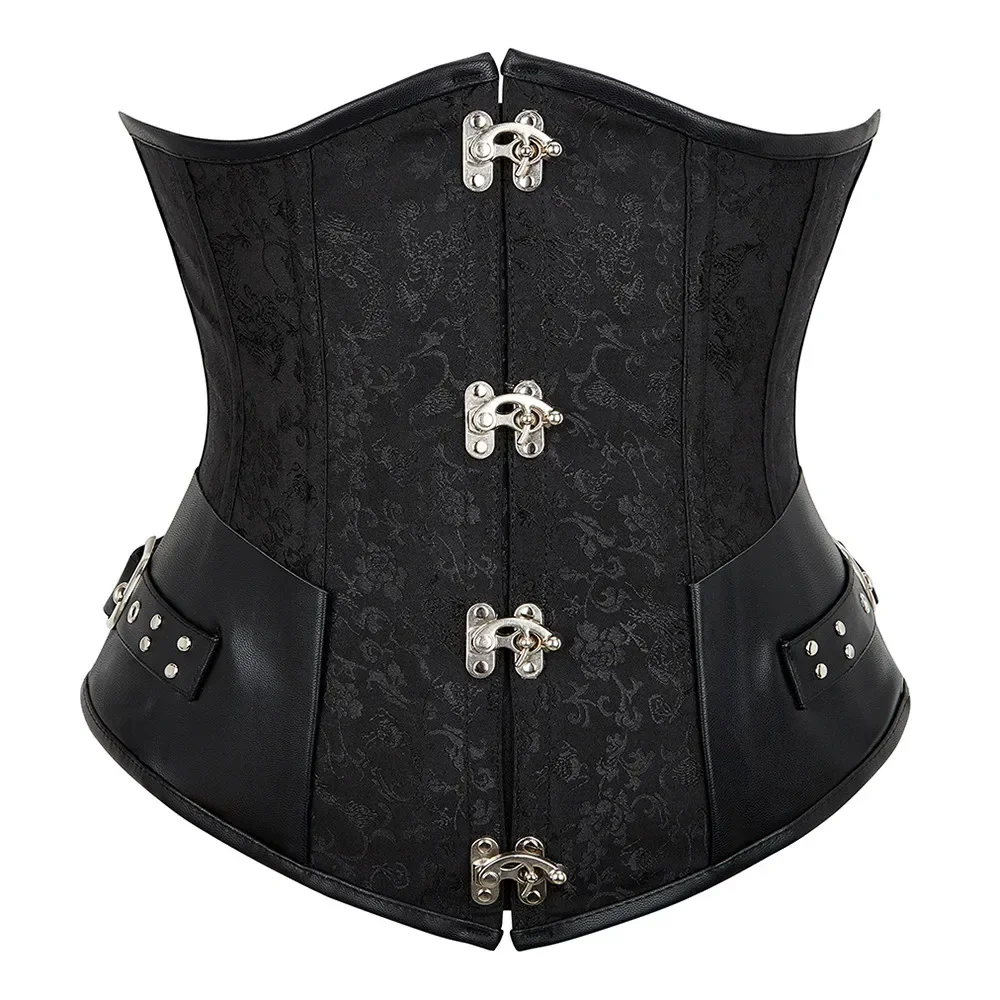 

Faux Leather Corset Women Underbust Steel Boned Waist Training Bustier Steampunk Gothic Corselet Body Shapewear Basques