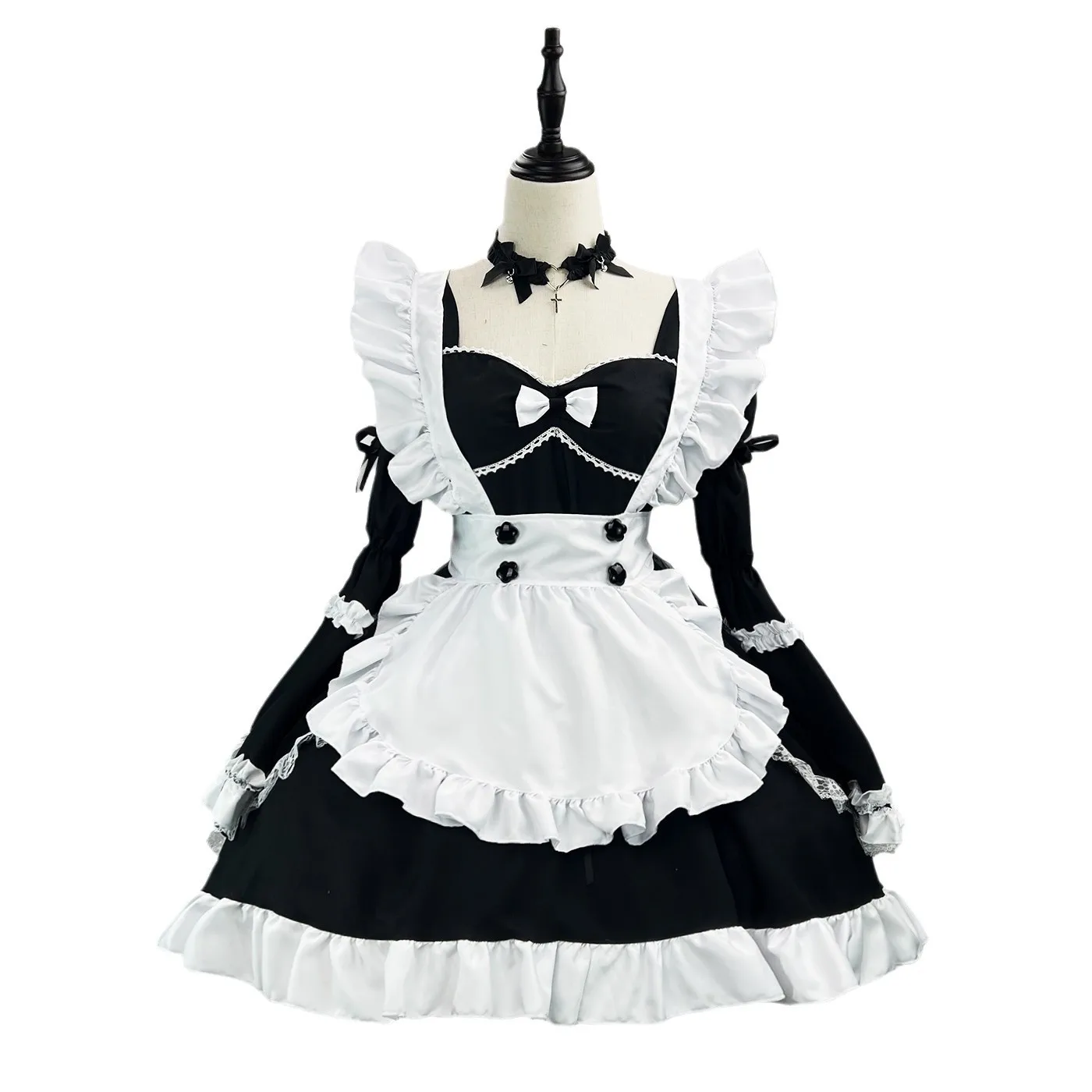 S -5XL Black Cute Lolita Maid Dress Cosplay Costume Girl Maid Dress ...