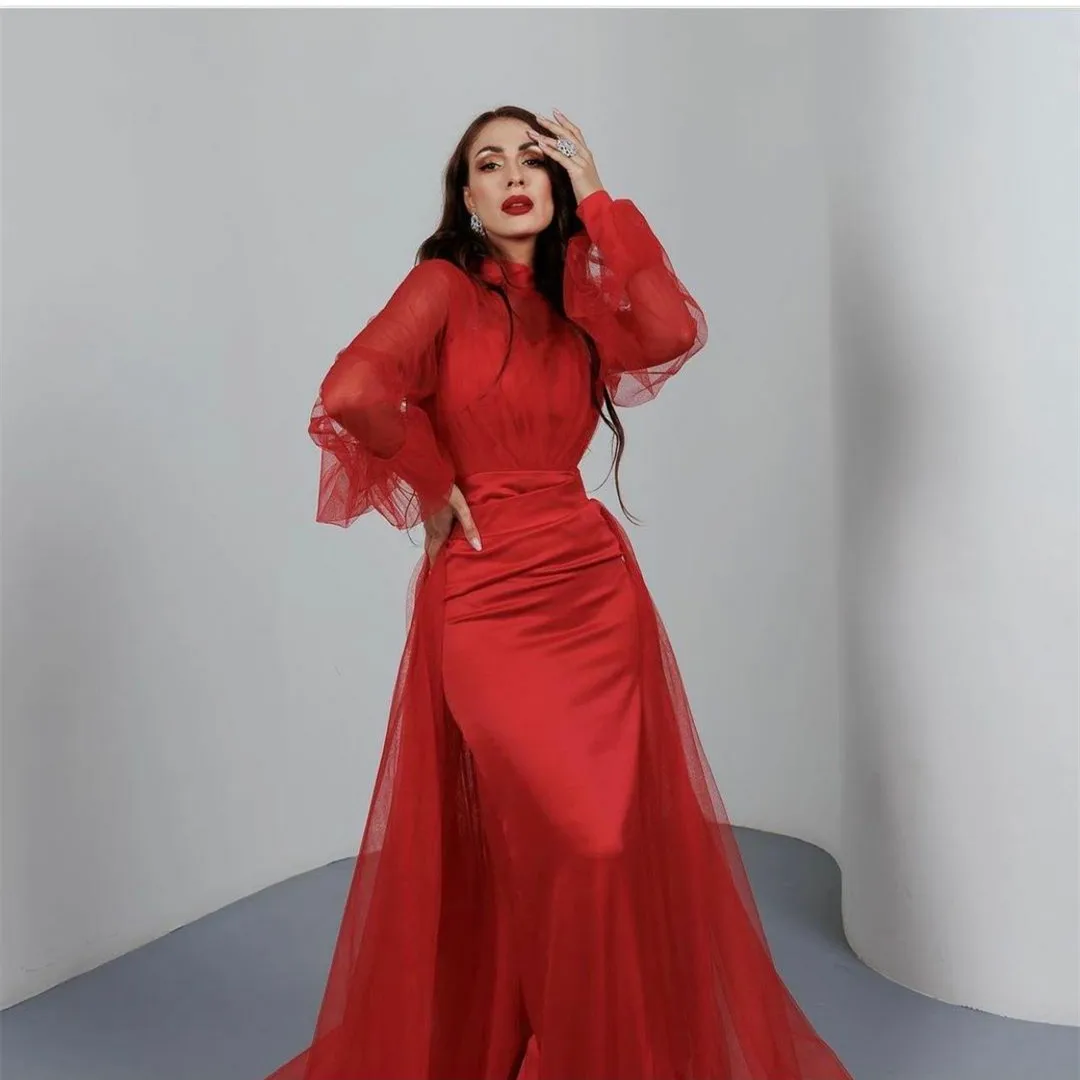 

Elegant Long Boat Neck Muslim Evening DressesWith Feathers Mermaid Velvet Black Zipper Back Robe De Mariée Party Gowns For Women
