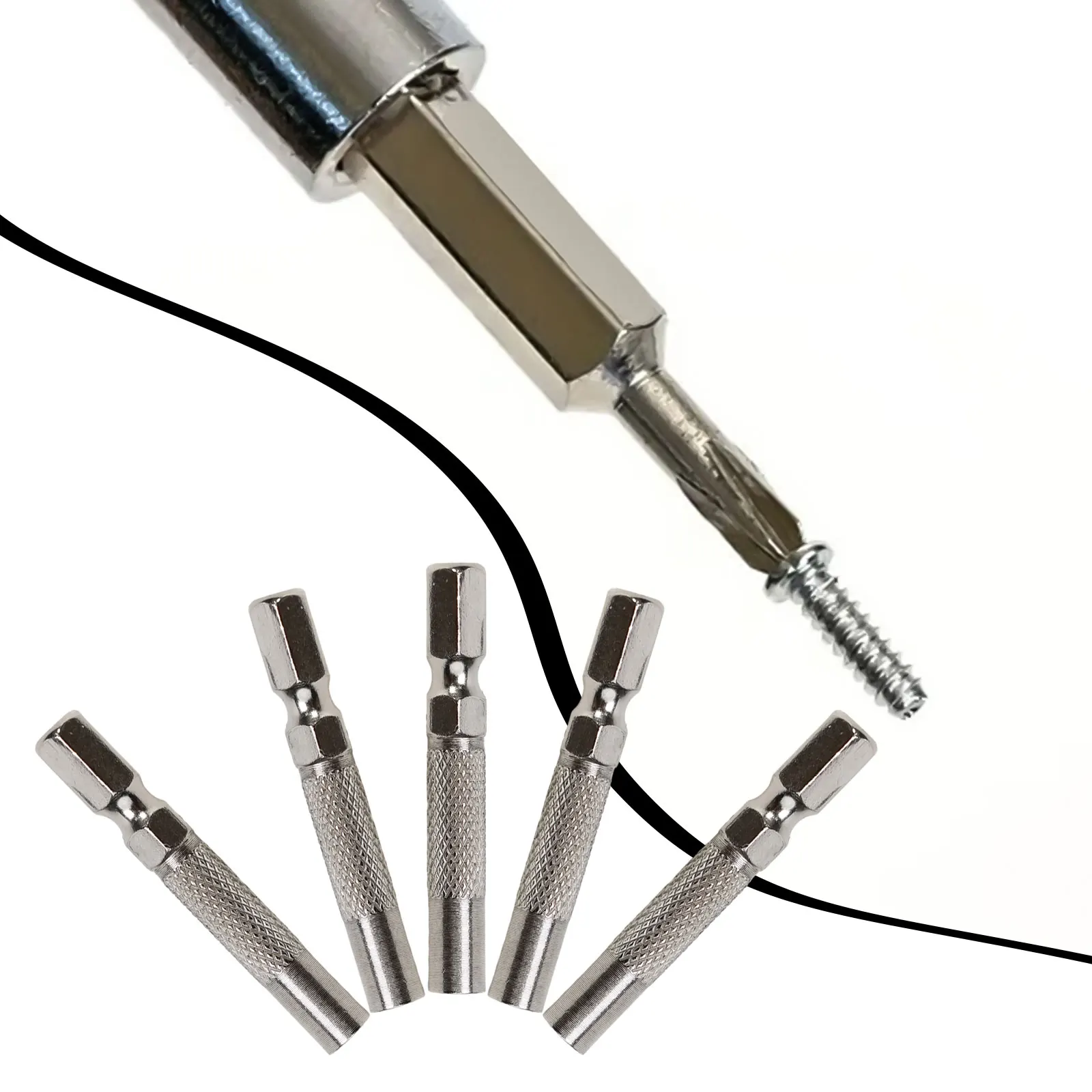 

5pcs Screwdriver Adapter Chrome-vanadium Steel For 1/4" Handle Insert Bit Adapter Electric Screwdriver Socket Holder