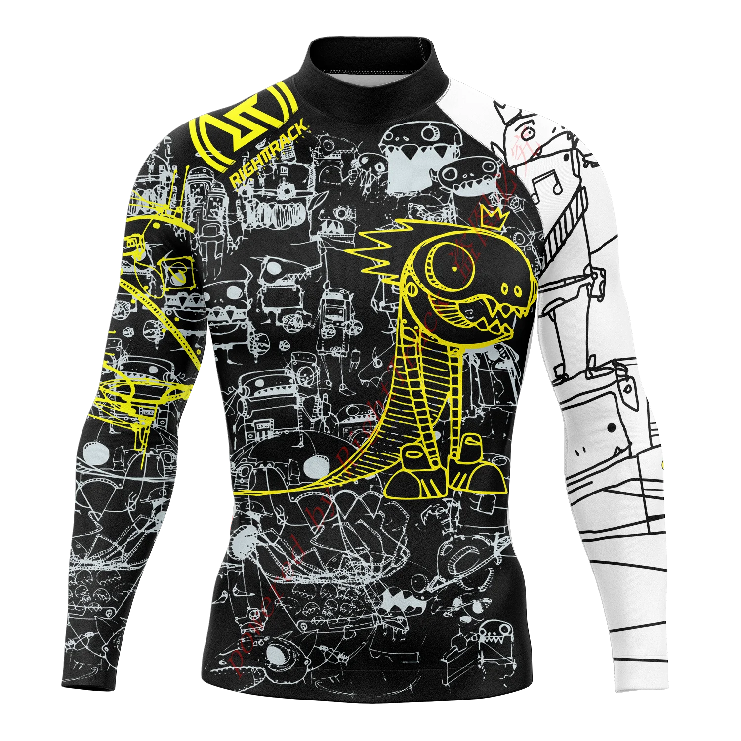 Sports Shirt Men's Surfing Shirt Nautical Diary Lycra Rashguard RIGHTTRACK Surf Sportswear Beach UV Swimwear UPF50+ Clothes