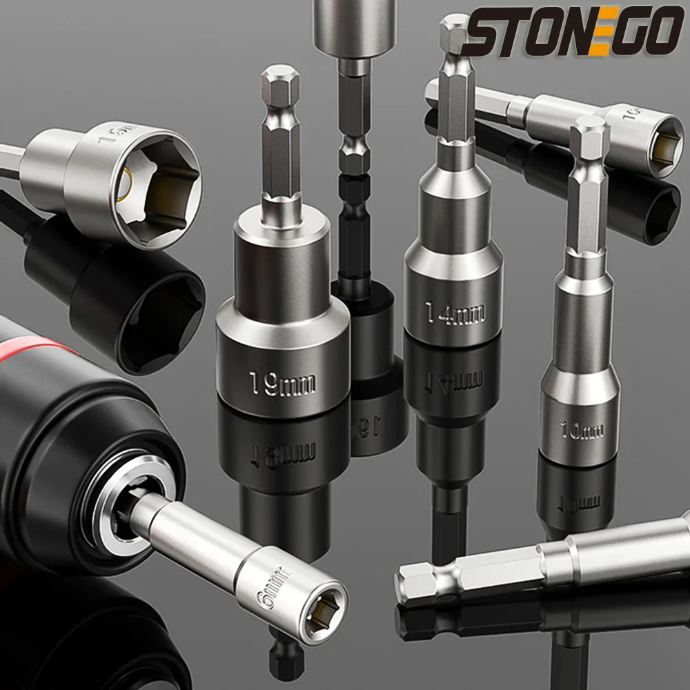 14-Piece Magnetic Nut Driver Set - 1/4 Inch Hex Shank Metric Socket Bits 6-19mm