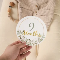 Newborn Photography Paper Leaf Milestone Spanish France English Shooting Props Baby 0 to 12 Months Accessories Baby Gifts Card 5