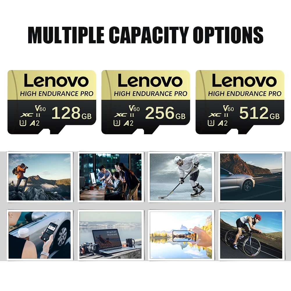레노버 마이크로 SD 카드 512GB 256GB 마이크로 TF SD 메모리 카드 128GB 64GB UHS-I U3 클래스 10 고속 전송 GoPro DJI 스마트폰용