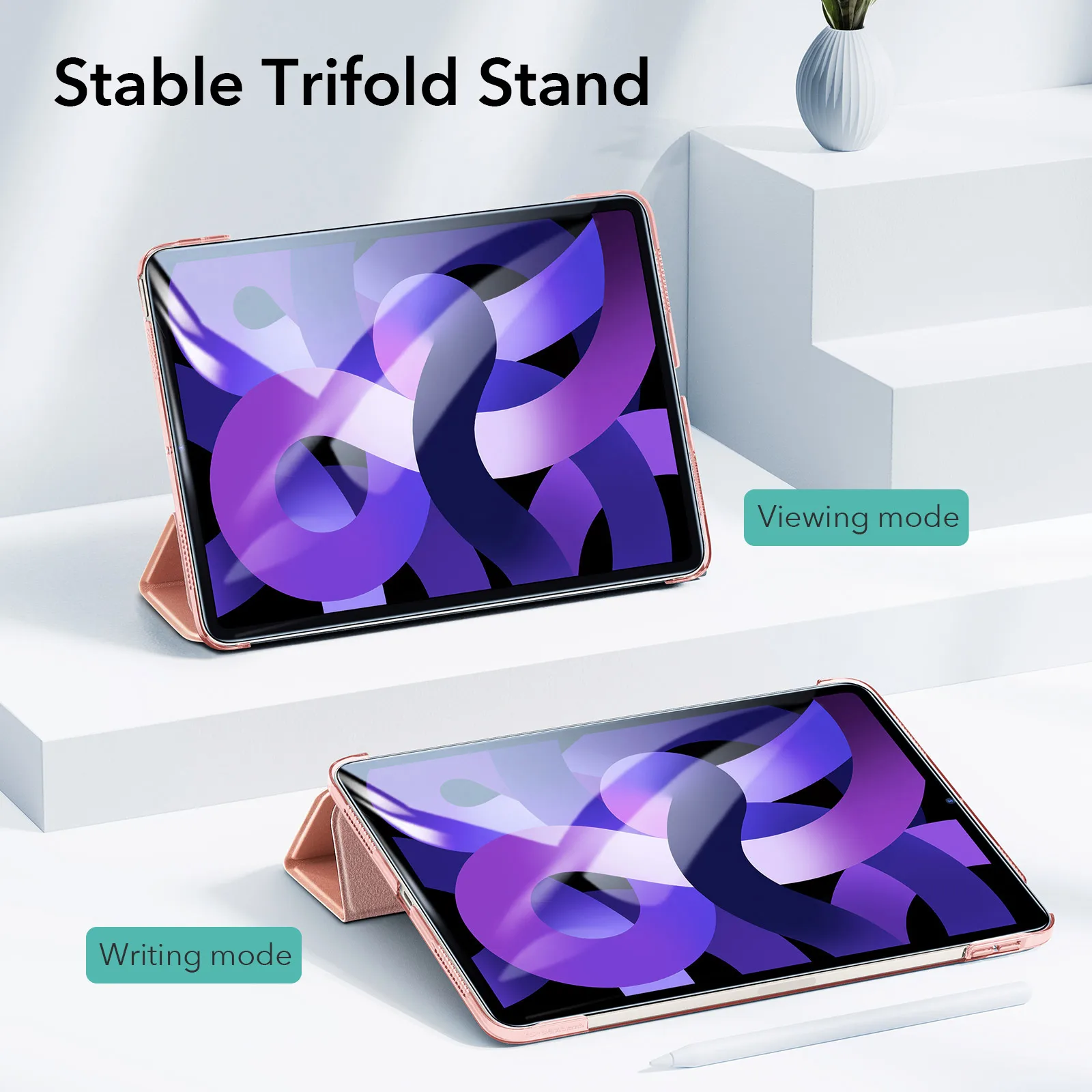 Esr para Ipad ar Case 2022 para Ipad ar 2022 para Ipad ar 10.9 10 Polegada Capa Traseira com Fecho de Lápis Case Trifold Inteligente - Imagem 4