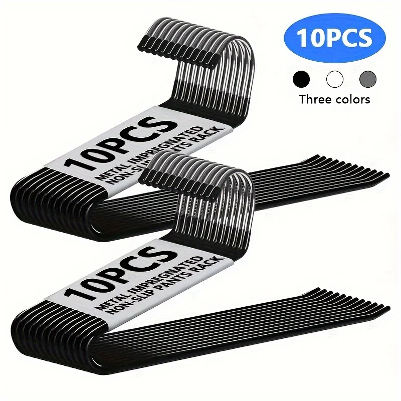 Z-shaped Pants Hanger 10pcs Heavy Duty Metal Space-saving Clothes Hanger for Home Storage & Store Display