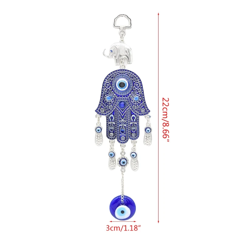 Metal Flower Wall Decoration Wall Art Decor Wall Hanging Pendant Crystal Wall Hanging Charm Decoration Chamfer Tool Turkish Blue Evil Eye Amulets Hand Wall Protection Hanging Lucky Pendant Decor