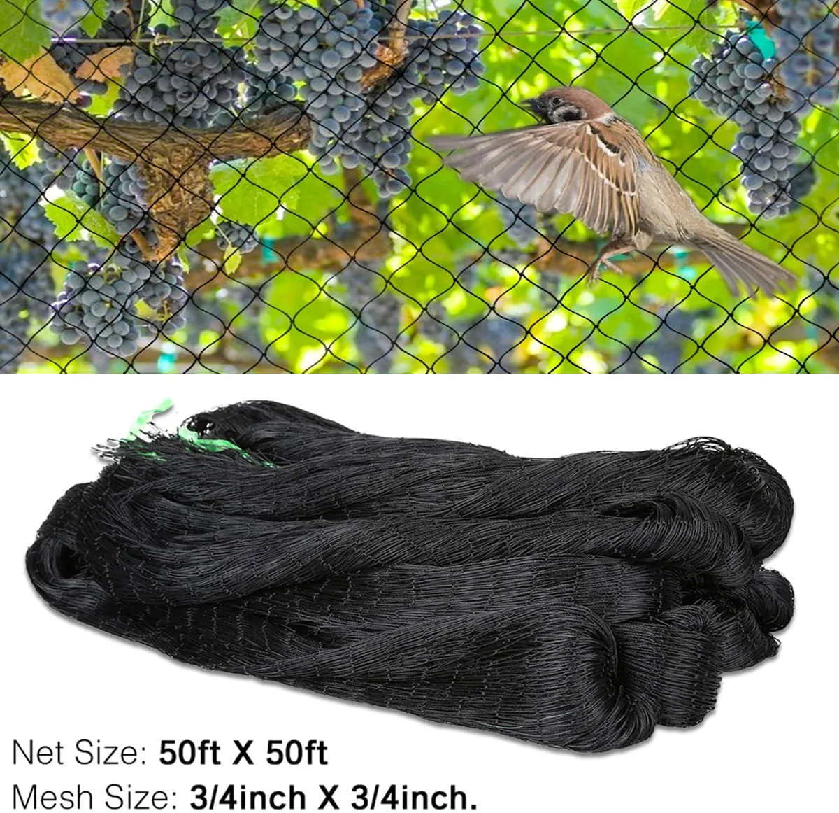 

210D Heavy Duty Agricultural Anti Squirrels Knotted Nylon String Fence Grapes Garden Bird Netting Orchard Pond Cover Mesh Net