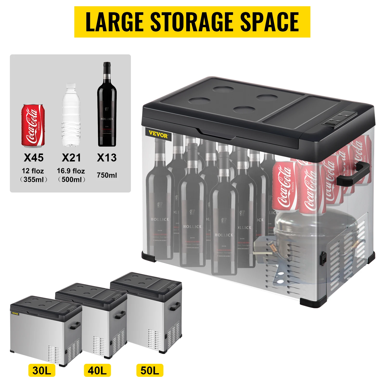 Mini Refrigerator Camping Refrigerator VEVOR 30L 40L 50L Mini Car Refrigerator Portable Small Fridge Freezer 12V/24V DC 110-240 AC Cooler for Outdoors Caravan Camping