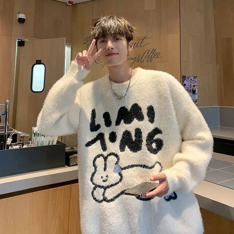 

Round neck sweaters for men and women 2023 new autumn and winter trendy brand niche design American couple lazy style loose tops