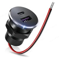 1/2/4PCS RV USB Outlet Aluminum 12V/24V 36W PD3.0 Type-C & 18W QC3.0 Fast Charging Socket Recessed Mount for Camper Van Bus Boat