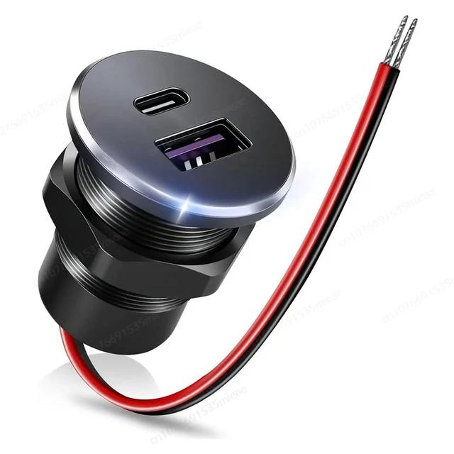 1/2/4PCS RV USB Outlet Aluminum 12V/24V 36W PD3.0 Type-C & 18W QC3.0 Fast Charging Socket Recessed Mount for Camper Van Bus Boat