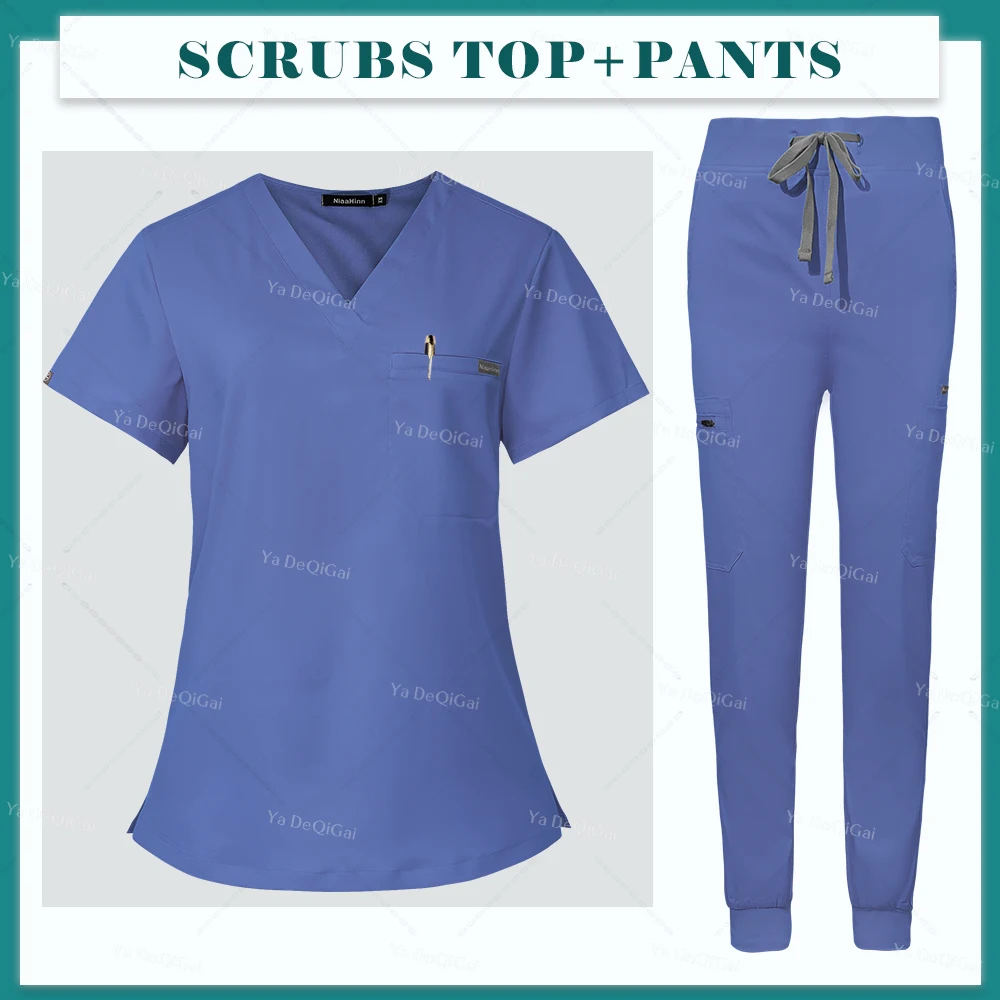 

High Quality Fashion Popular Workwear Hospital Uniform Wholesale Lab Top+Pants Medical Nurse Nursing Scrub Uniforms Set