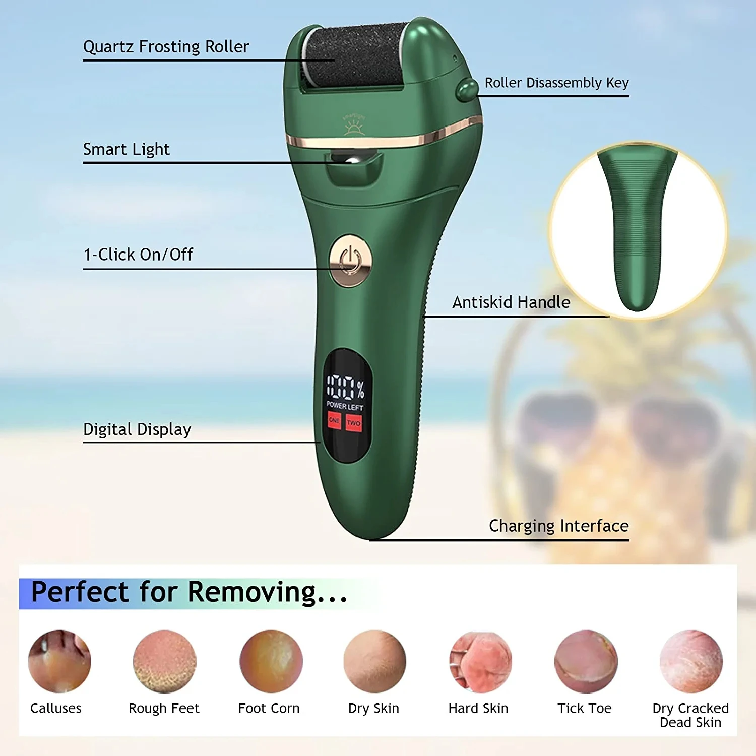 Professional Electric Feet Callus Remover,IPX7 Waterproof Portable Electronic Foot Scrubber Pedicure Kit for Removing Dead Hard 4