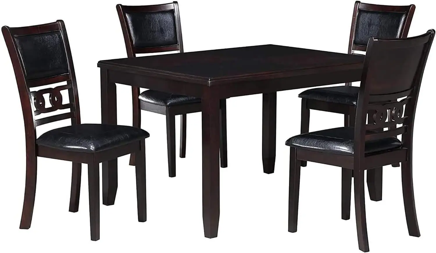 

New Classic Furniture Gia 5-Piece Dining Table with Four Chairs, 48-Inch, Ebony