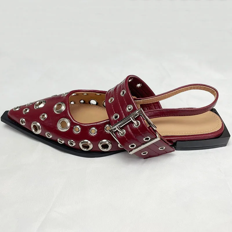 Big Size Luxury Women Flats Sandals Shoes Female Casual Buckle Strap Fashion Pointed Toe Ladies Sandals Shoes Slingback Women Slingback Sandals Women Flat Shoes
