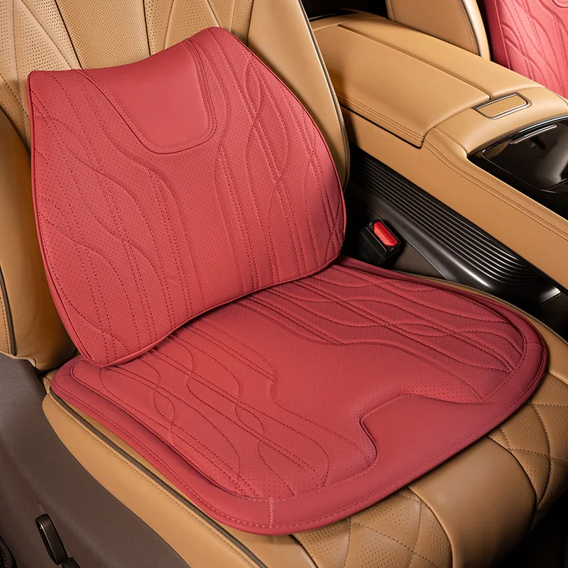 

Car Seat Cushion Luxury Leather Anti-Slip Support Cushion Universal Headrest Ventilated Cushion Breathable Interior Accessories