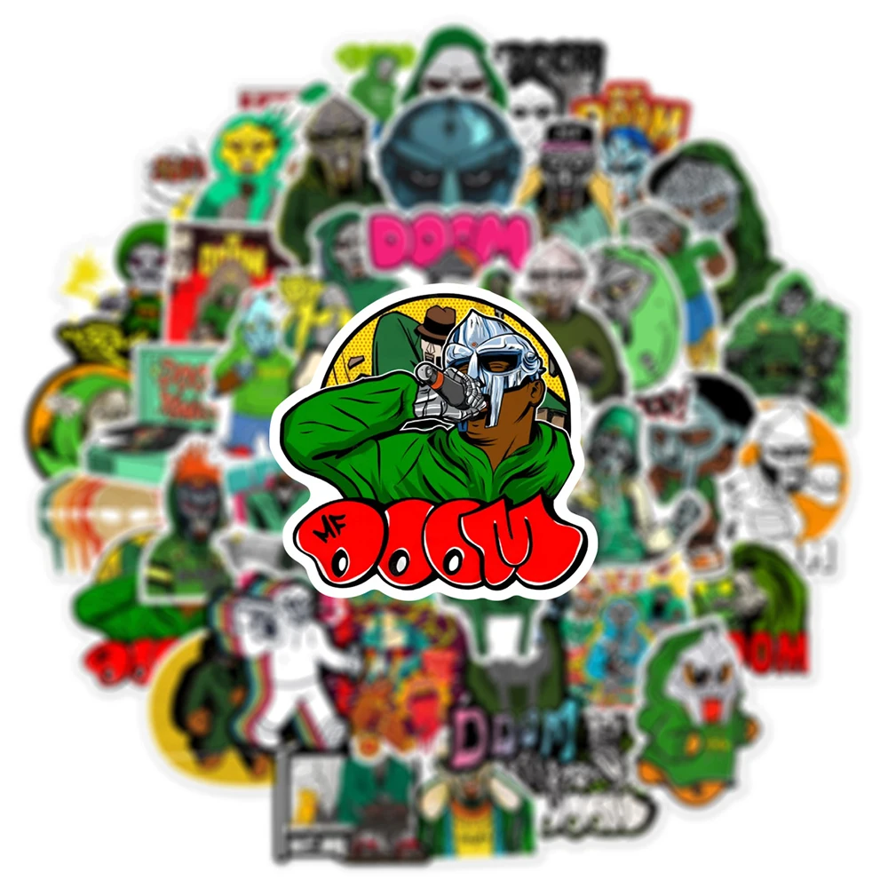 10/30/50PCS Hip Hop Rapper Mf Doom Stickers Singer Graffiti DIY Skateboard Phone Luggage Laptop Guitar Toys Decals For Fan Kids