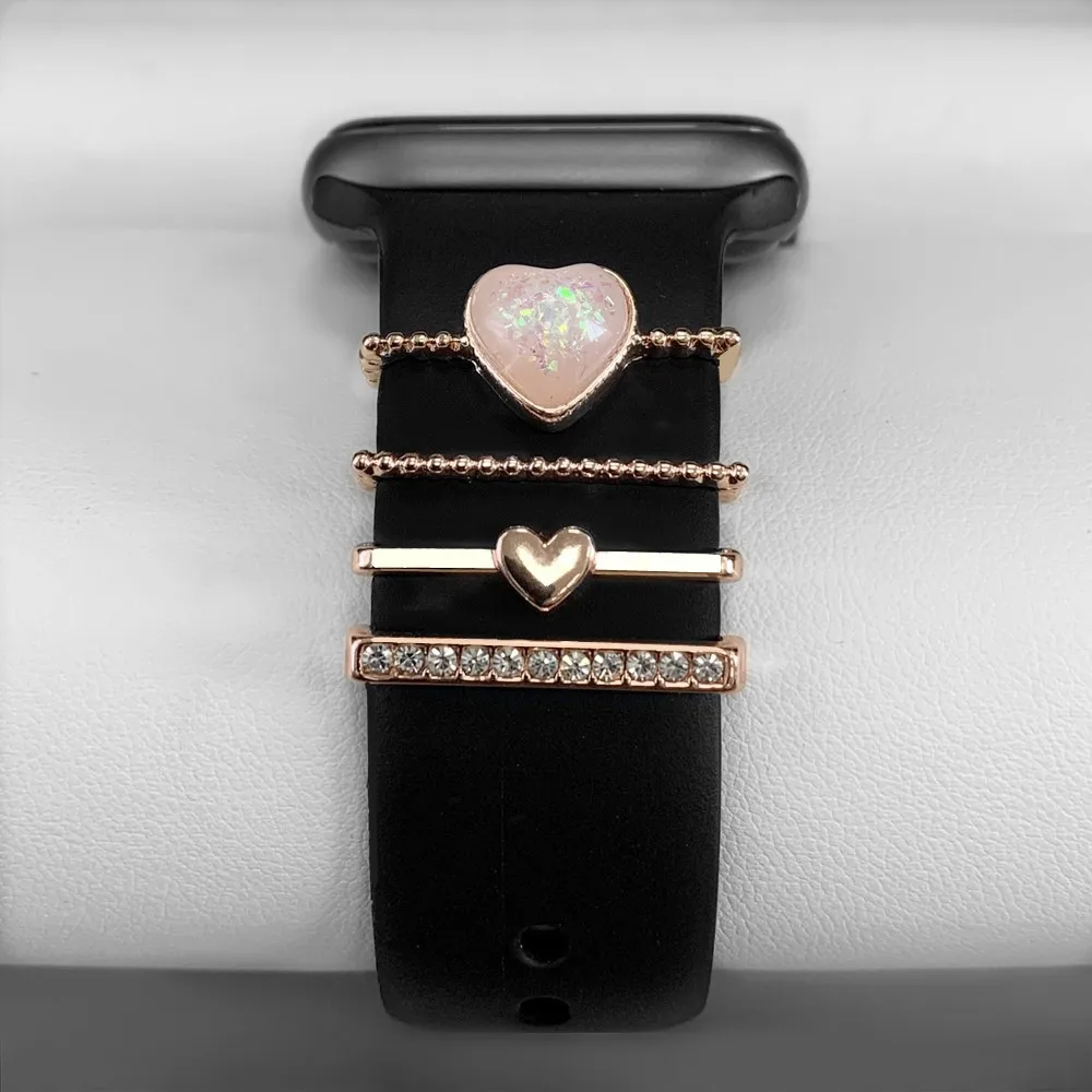 Apple Watch 밴드 용 장식 다이아몬드 스마트 시계 iWatch/Galaxy Watch 4/Classic/3 팔찌 용 실리콘 스트랩 액세서리