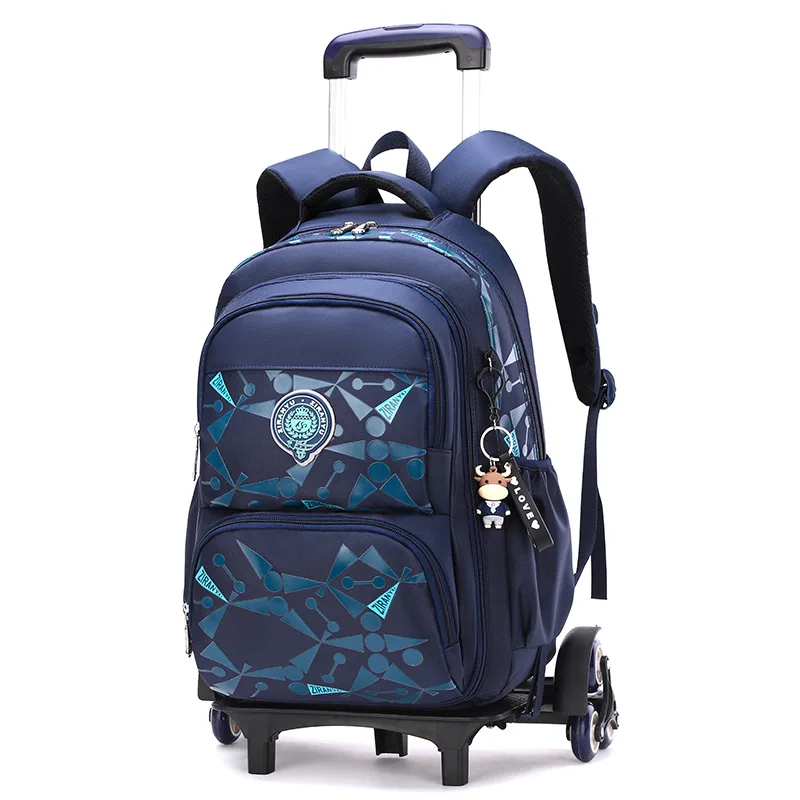 High-capacity Student Shoulder Backpack on 2/6 Wheels Waterproof Luggage Rolling Bags Detachable Children Rolling School Bags